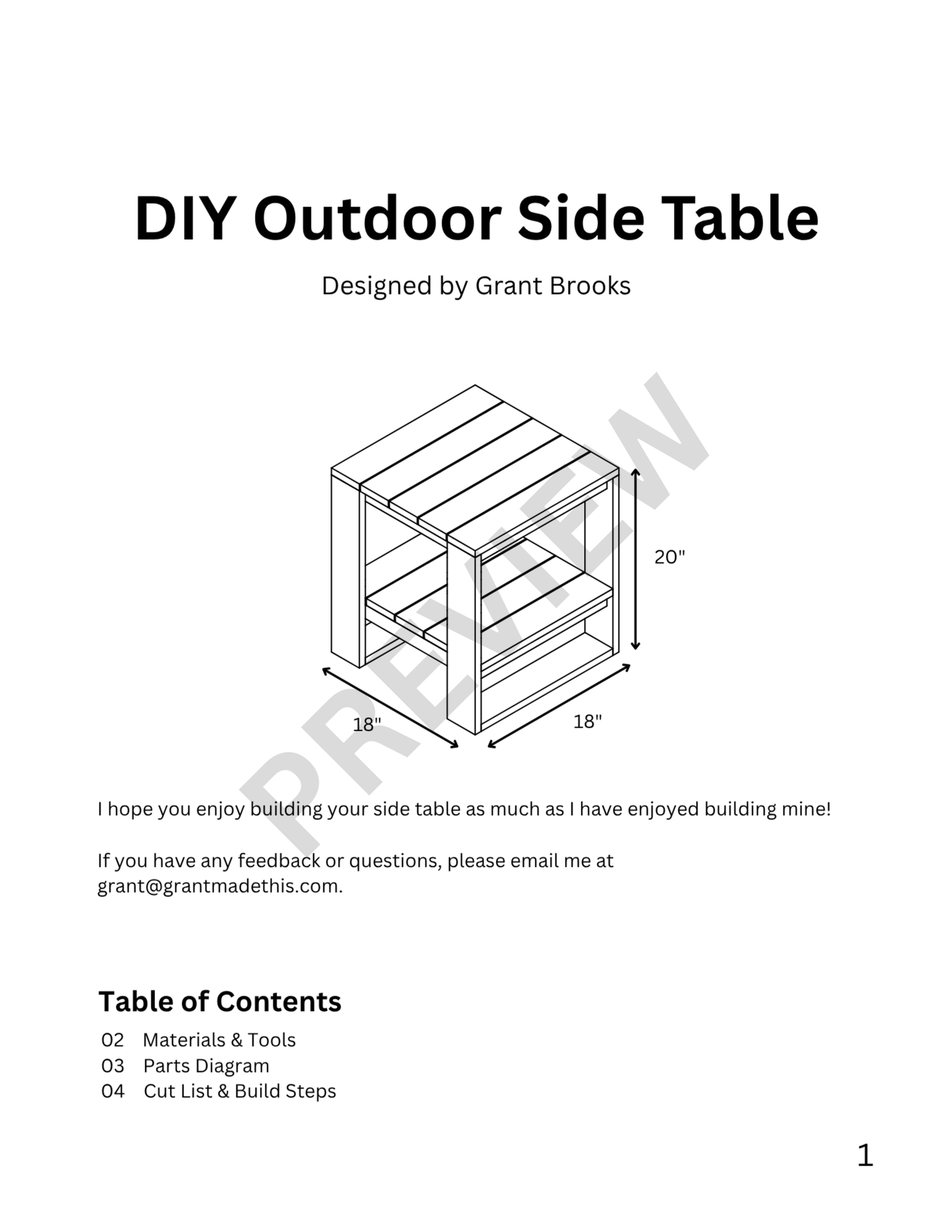 DIY Outdoor Side Table - Digital Woodworking Build Plans (PDF Download)