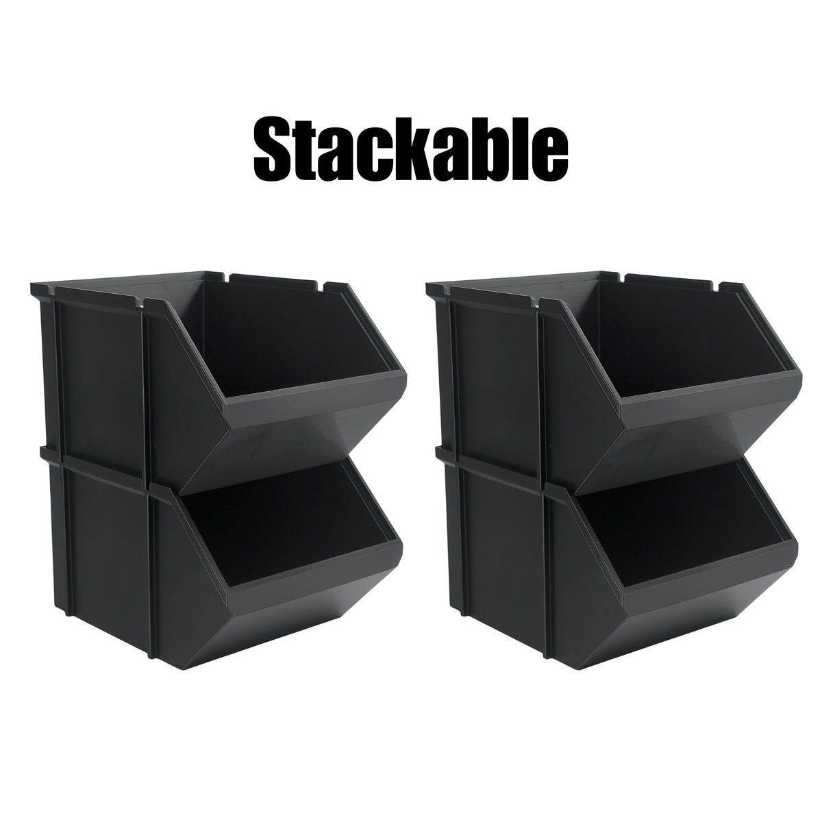 3D Printed Stackable Storage Bins – Set of 4